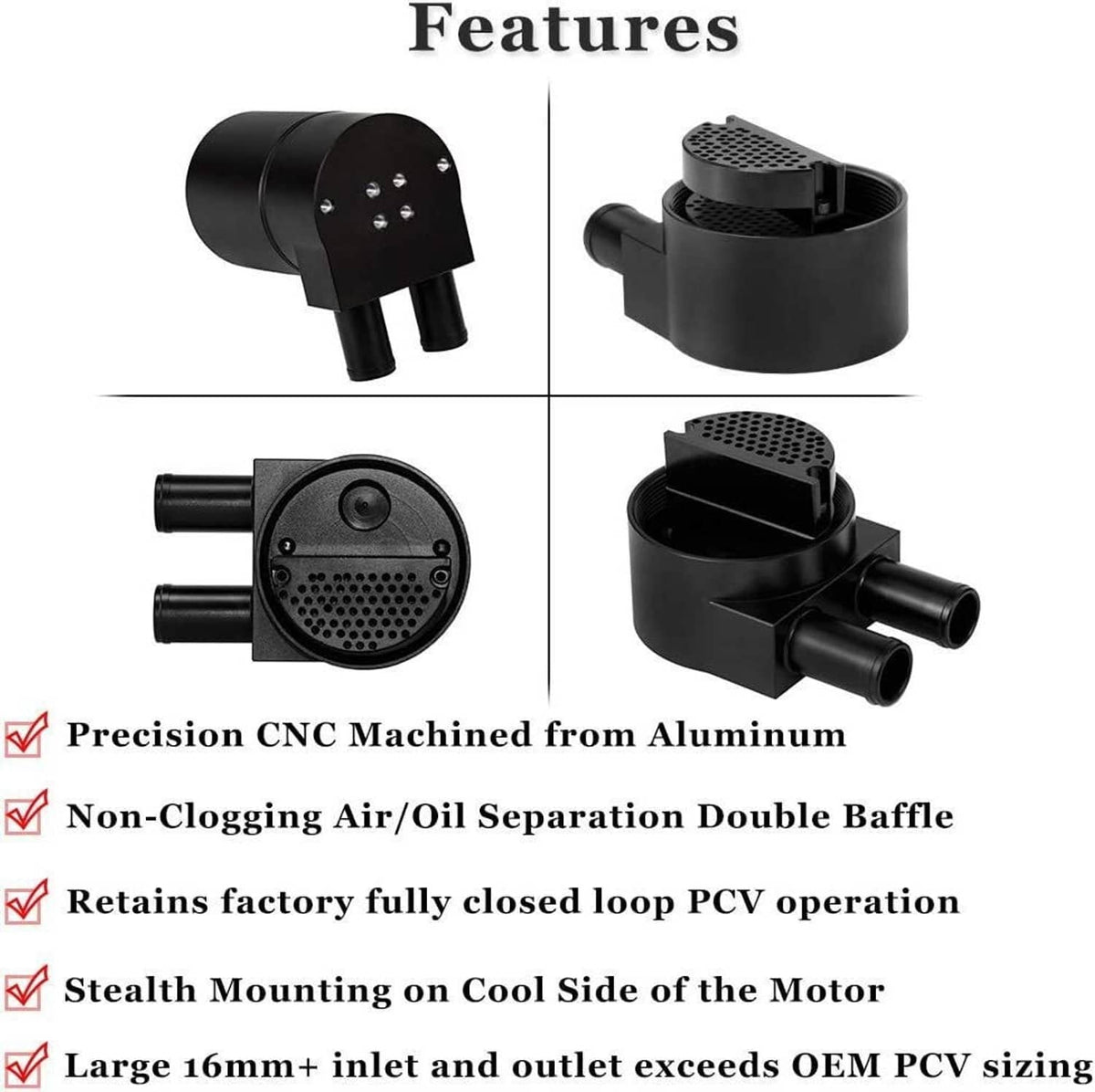 Bethesda Industrial Reservior Oil Catch Can Tank For BMW N54 335i 135i E90 E92 E82 2006-2010 Black