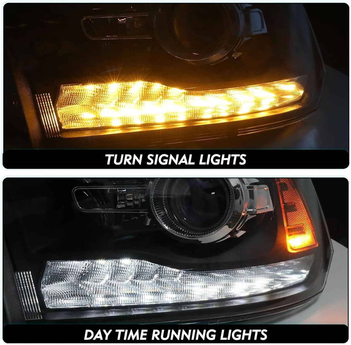 Bethesda Industrial Fit For 2009-2018 Dodge Ram 1500 2500 3500 Black Projector Headlights w/ LED DRL