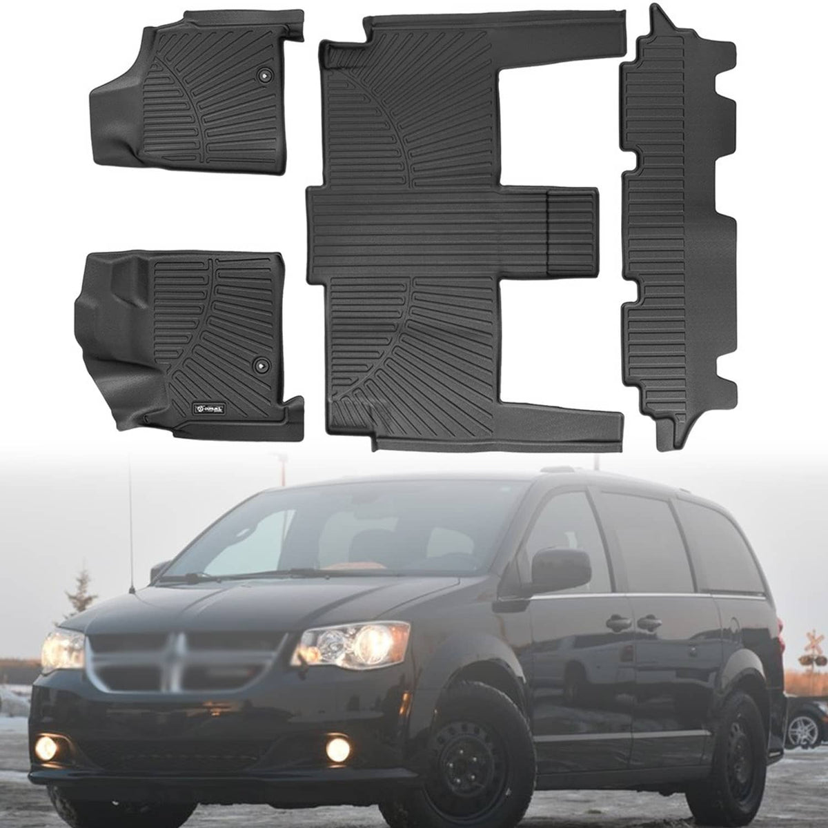Bethesda Industrial Front & Rear Floor Mats 3 Row Liners For 2008-2016 Chrysler Town and Country