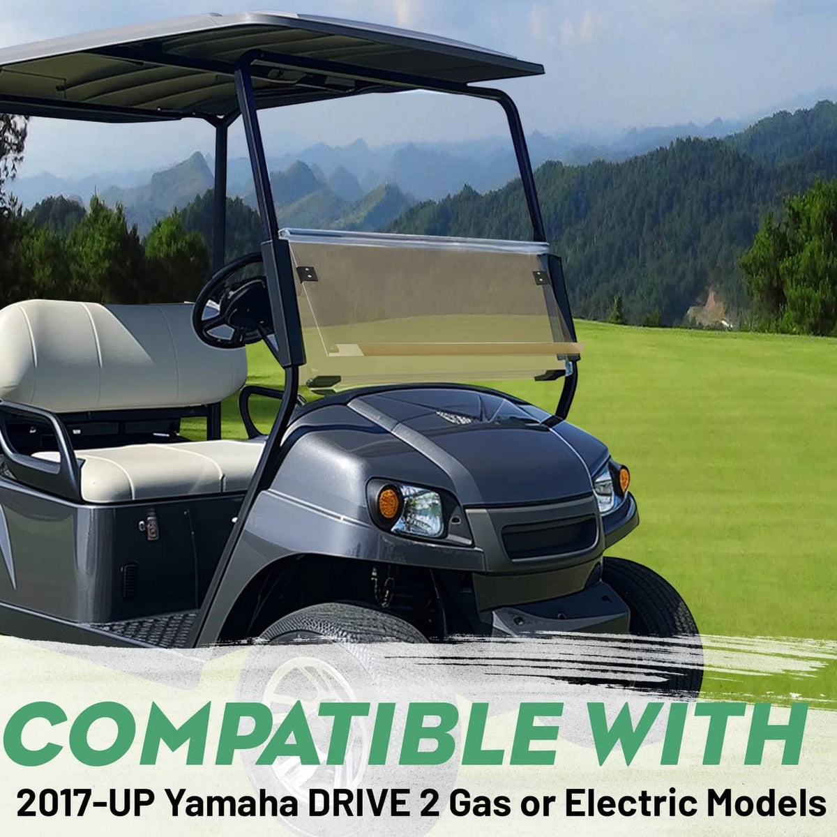 Bethesda Industrial Golf Cart Tinted Folding Down Windshield For Yamaha Drive 2 Drive2 2017-UP