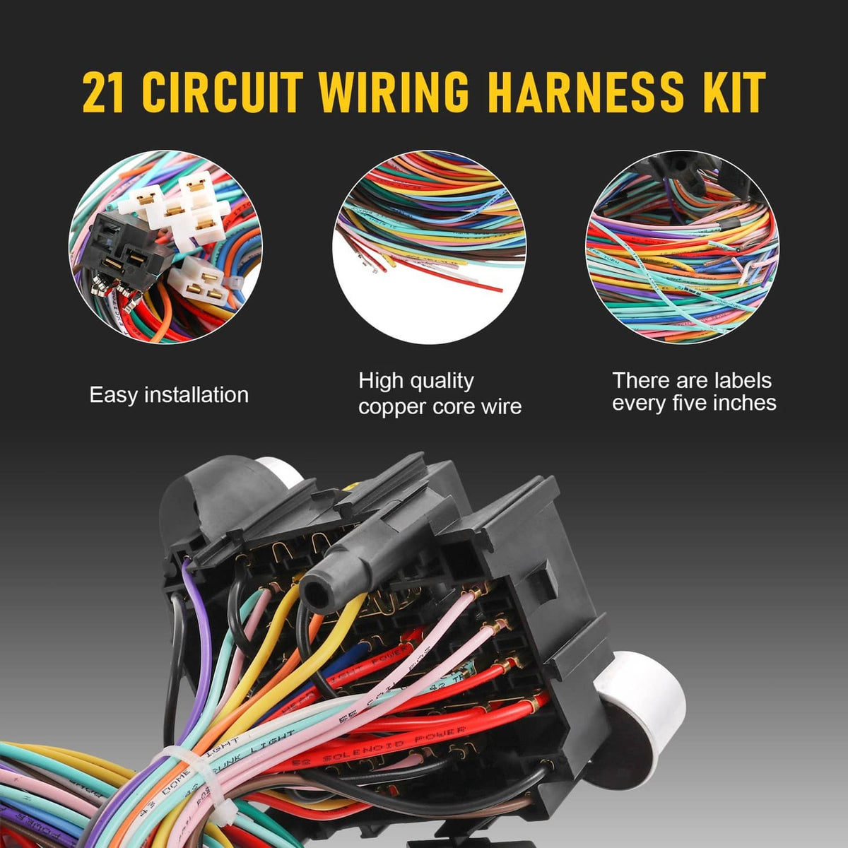 Bethesda Industrial 21 Circuit Wiring Harness Fit Chevy Ford Hotrods Universal Extra Long Wire
