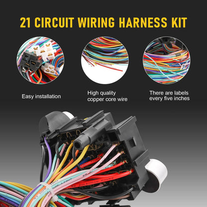 Bethesda Industrial 21 Circuit Wiring Harness Fit Chevy Ford Hotrods Universal Extra Long Wire