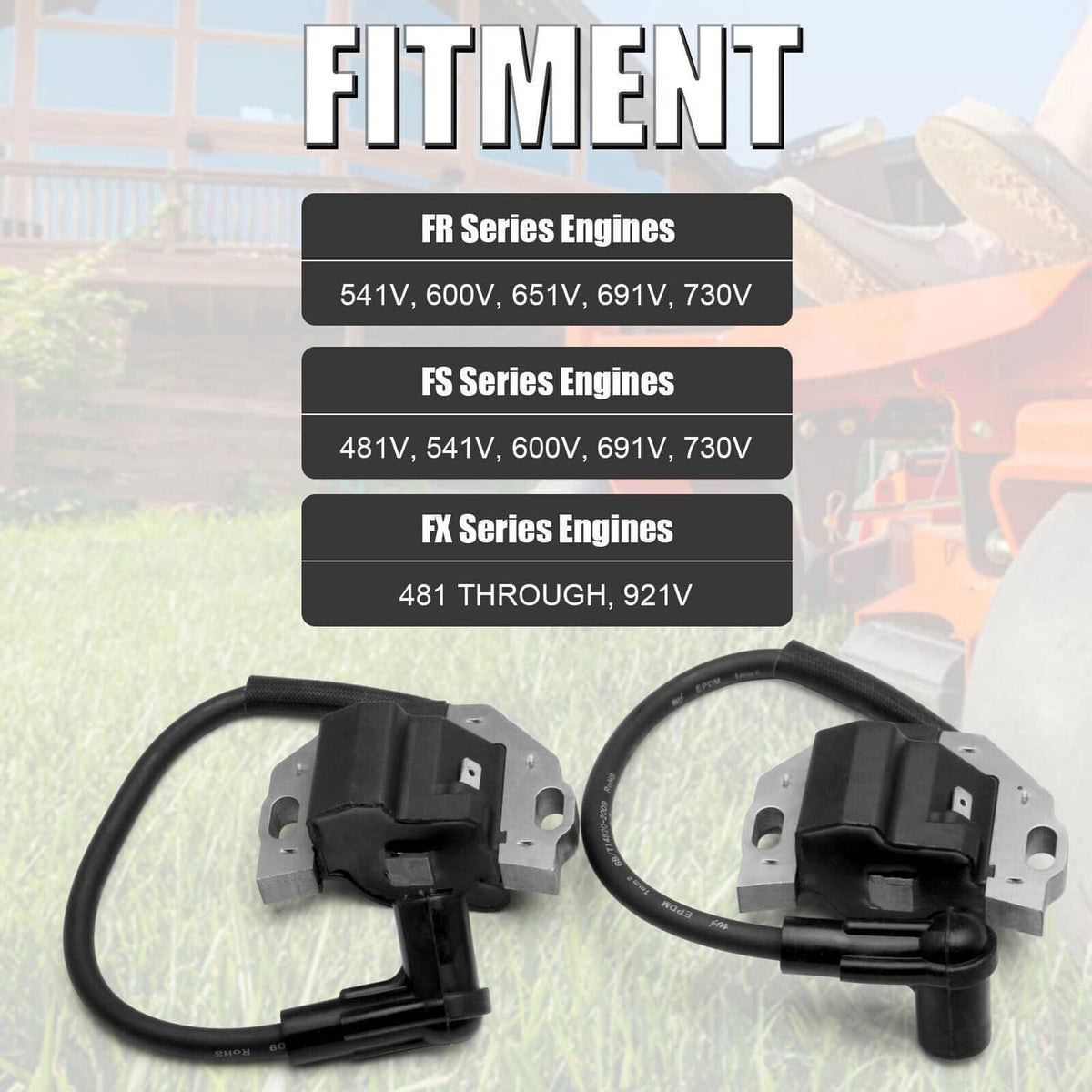 Bethesda Industrial 2Pcs Ignition Coil w/ Spark Plug For KAWASAKI FR FS FX Series Engines 21171-0743