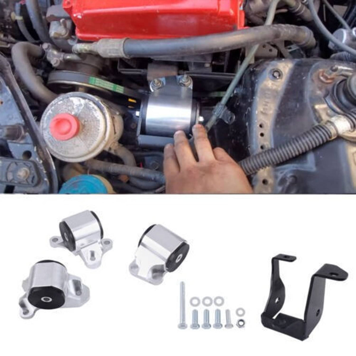 Bethesda Industrial 2 Bolt Engine Motor Mount Kit For 1996-00 Civic EK B16 B20 D16 B D Chrome Billet