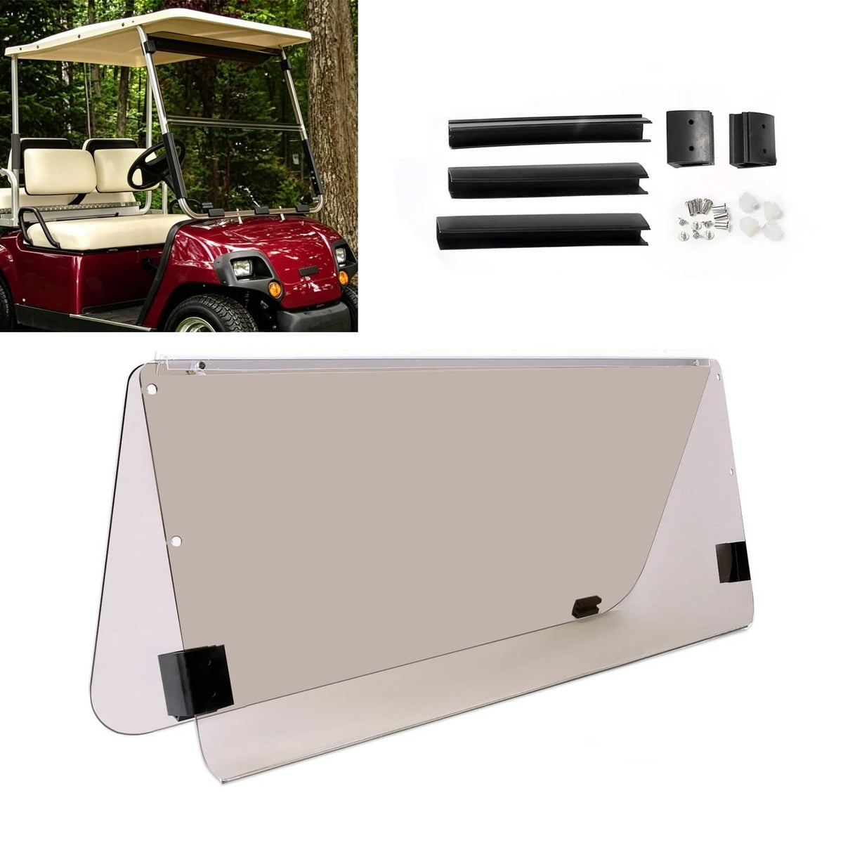 Bethesda Industrial For Yamaha G22 2003-2006 Tinted Folding Windshield Golf Cart Windscreen
