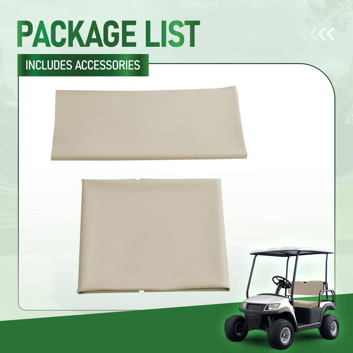 Bethesda Industrial Tan Golf Cart Front Seat Cushion Cover + Seat Back Cover For EZGO RXV 2008-Up