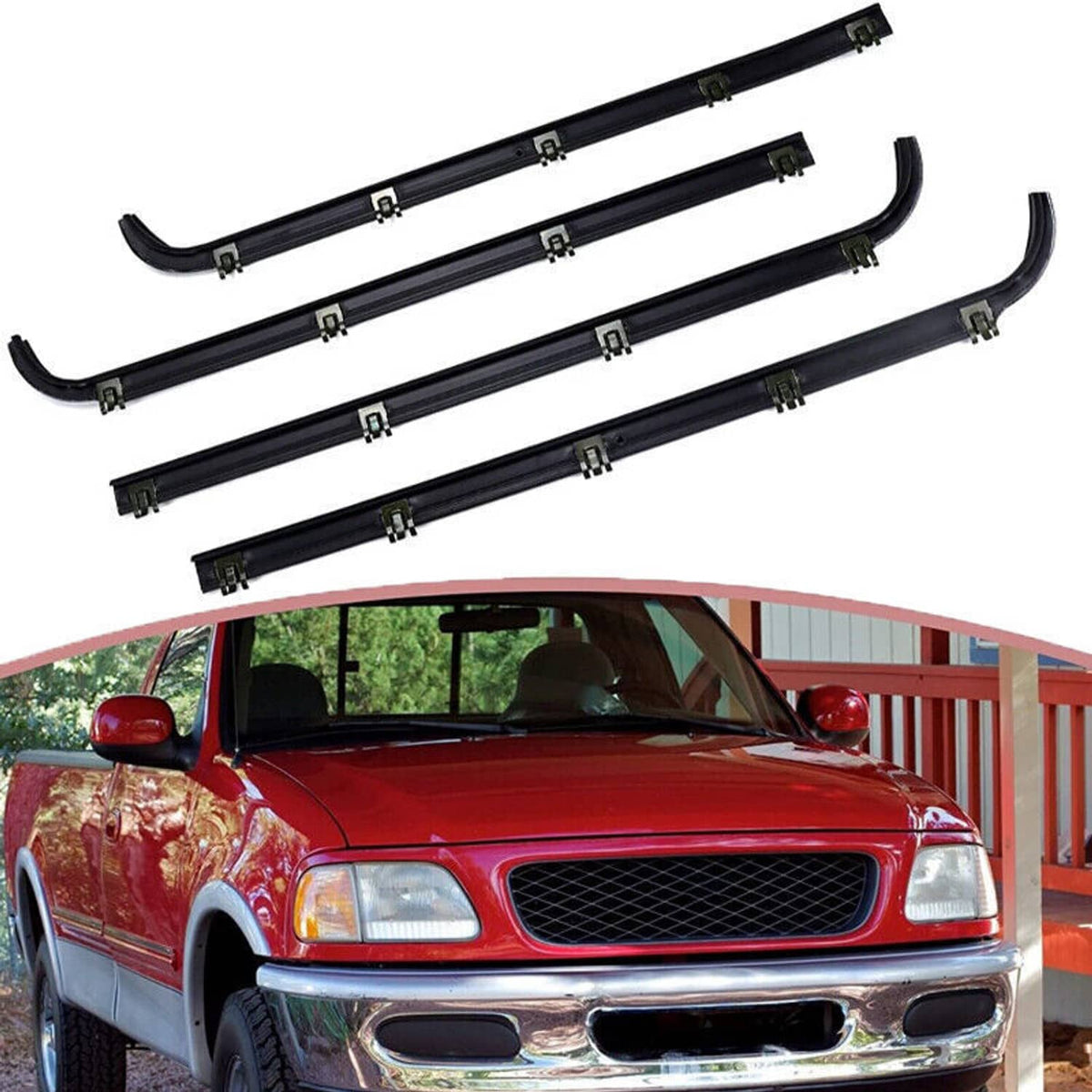 Bethesda Industrial 4PCS Door Window Seal Belt Weatherstrip Kit For 1987- 1997 Ford F150 F250 F350