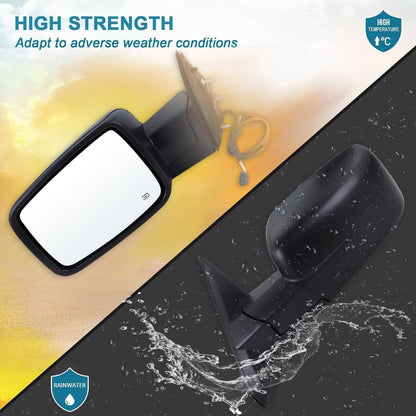 Bethesda Industrial Left / Driver Manual Fold+Heated+Temp Sensor Mirror For 2013-2019 Dodge Ram 1500
