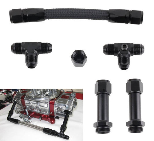 Bethesda Industrial Braided Dual Feed Carb Fuel Line Kit Holley 4150 Carburetor Black Anodized AN8