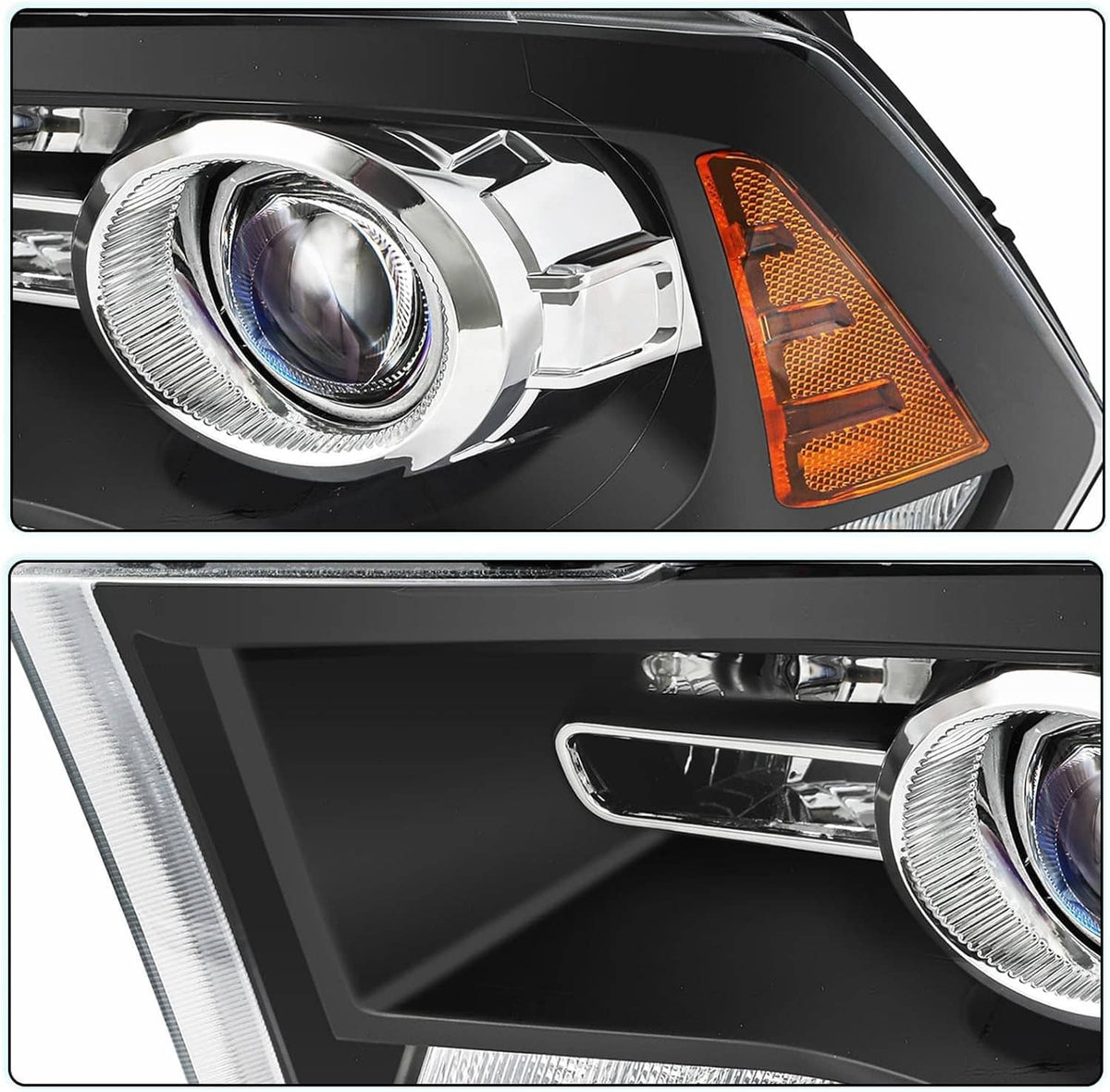Bethesda Industrial Fit For 2009-2018 Dodge Ram 1500 2500 3500 Black Projector Headlights w/ LED DRL