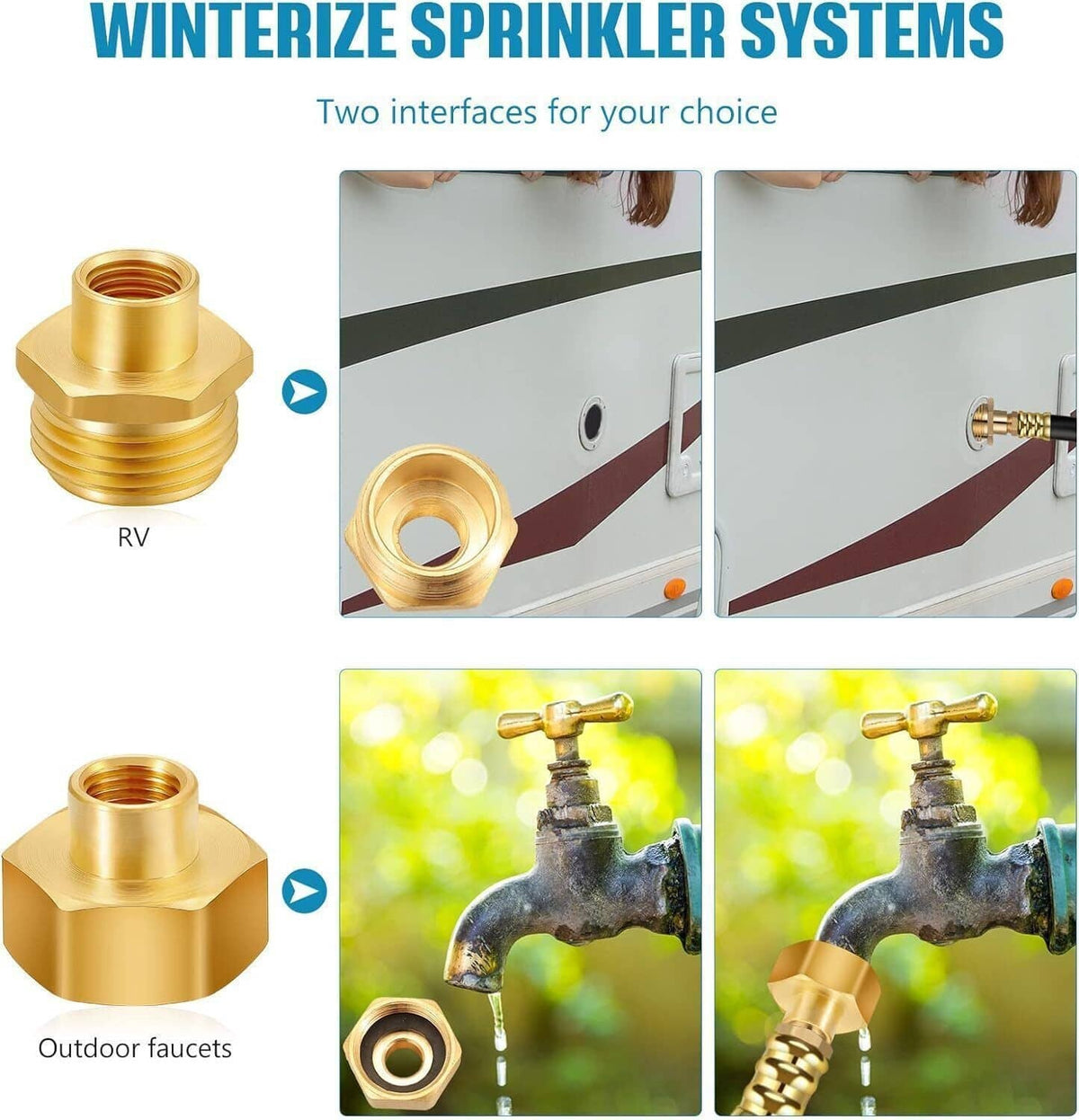 Bethesda Industrial Camper Winterizing Kit Blowout Shut Off Valve Adapter Hose Faucet For RV Trailer