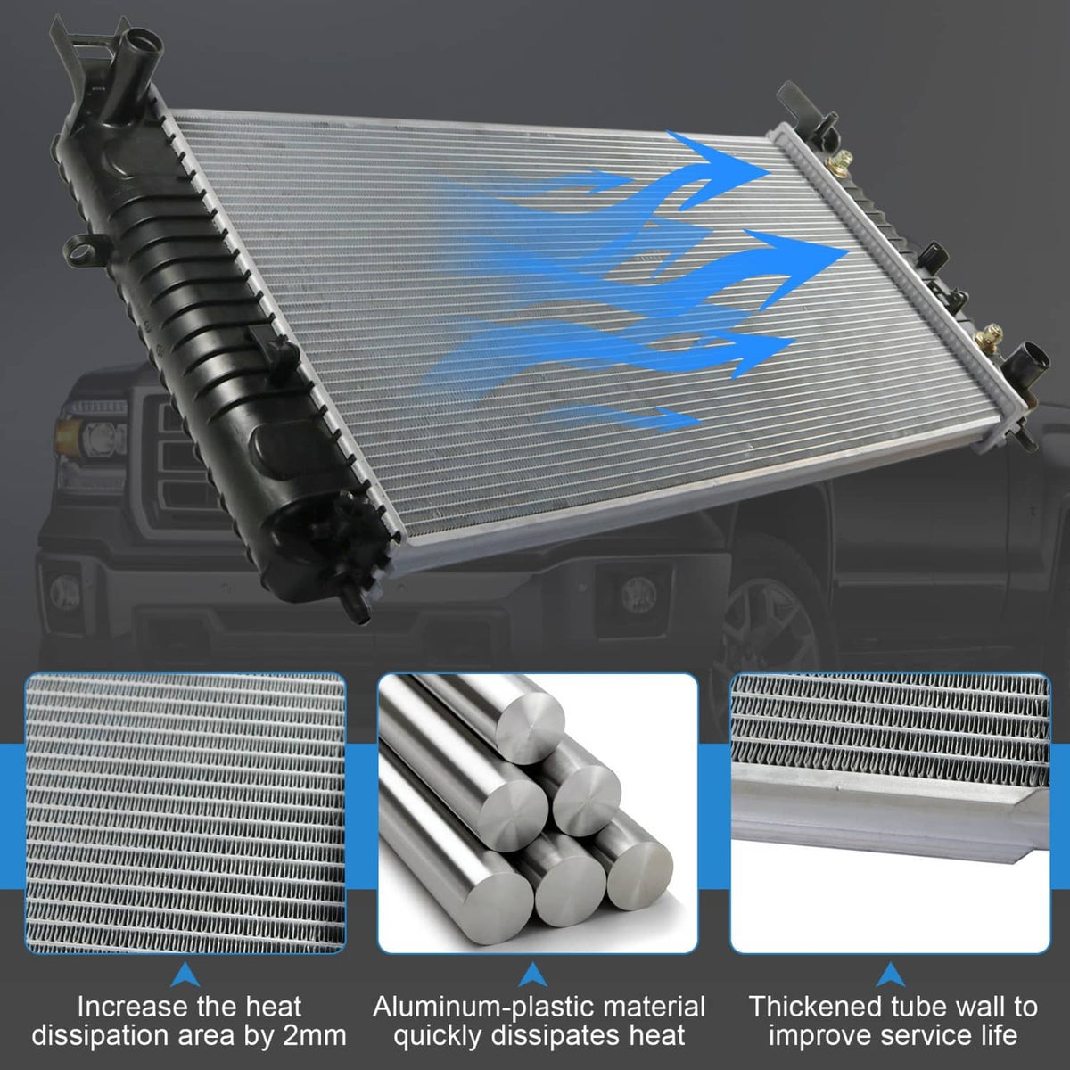 Bethesda Industrial 34 Inch Core Radiator For Chevy Silverado Suburban Cadillac Avalanche Escalade