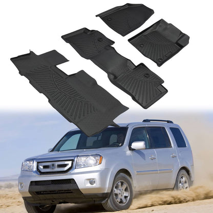 Bethesda Industrial Front & 2nd & 3rd Row TPE Floor Mats Liners Set For 2009-2015 Honda Pilot 4-Door
