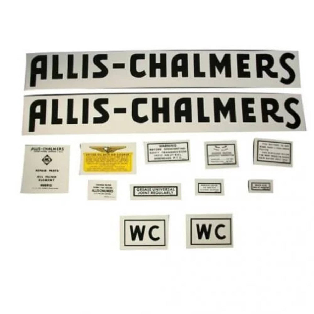 Bethesda Industrial Decal Set WC 1941-48 Mylar fits Allis Chalmers WC