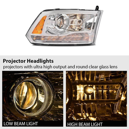 Bethesda Industrial For 2009-2018 Dodge Ram 1500 2500 3500 Pickup w/LED Projector Chrome Headlights