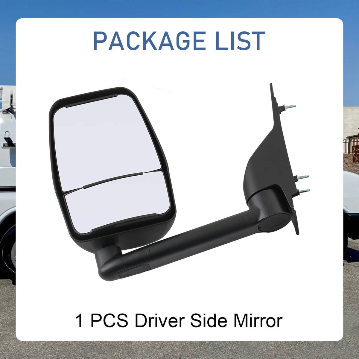 Bethesda Industrial LH + RH Pair Manual Tow Mirrors For 2003-2017 Chevy Express Savana Van Smooth
