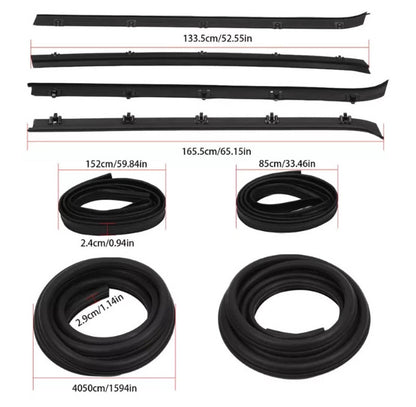 Bethesda Industrial Front Door Window Run Sweep Felts Weatherstrip Seals Kit for Chevy GMC Truck