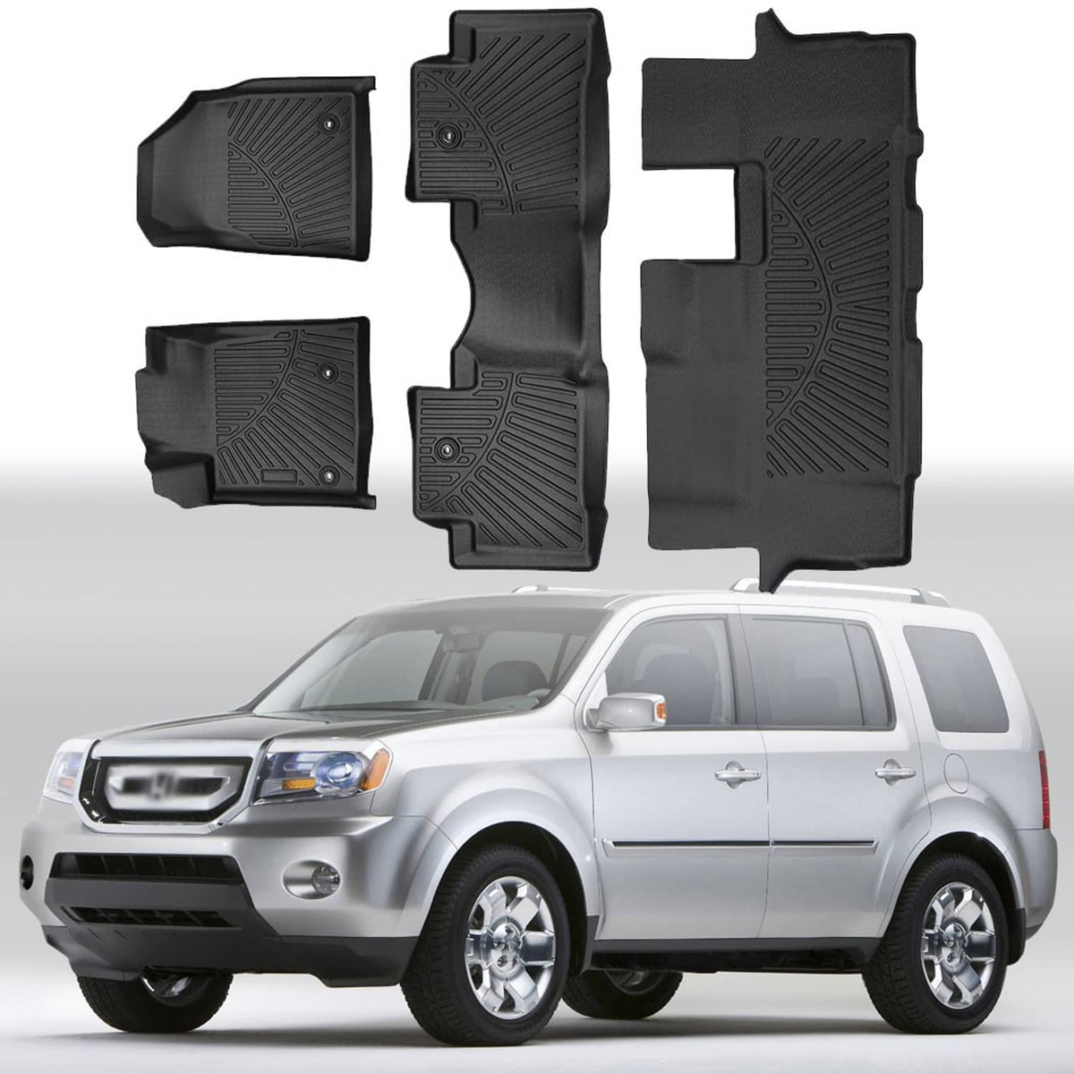 Bethesda Industrial All Weather Floor Mats Liner TPE Waterproof Fit for 2015-2022 2021 Honda Pilot