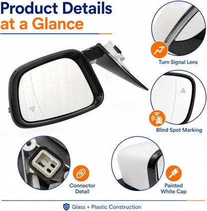 Bethesda Industrial Passenger Side Mirror w/Blind Spot White For 2019-2023 BMW 320i 330i 330e