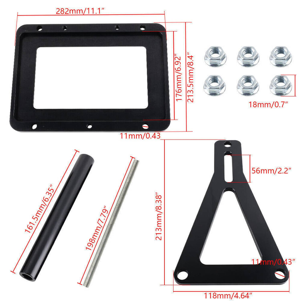 Bethesda Industrial Aluminum Billet Battery Tray Hold Down Trunk Relocation Box Racing Mount Black