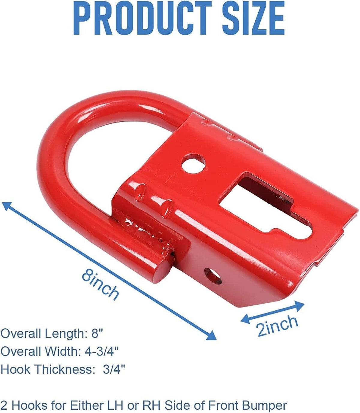 Bethesda Industrial Red 2 Pcs Towing Hooks FL3Z17N808A w/ Hardware Front For 2009-2019 Ford F150