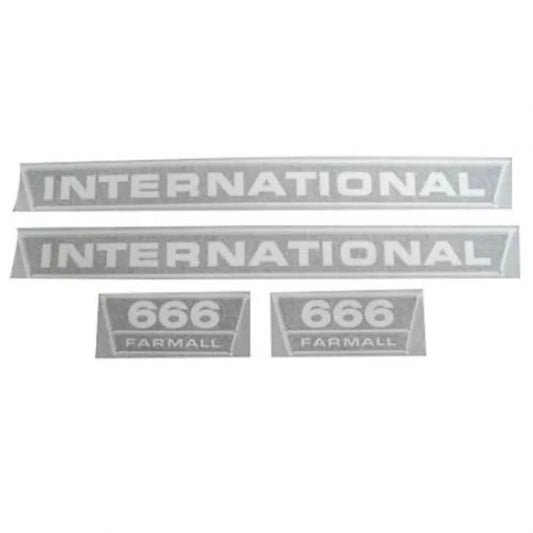 Bethesda Industrial 666 Decal Set Hoods and Model Numbers Black/Chrome Vinyl fits International 666