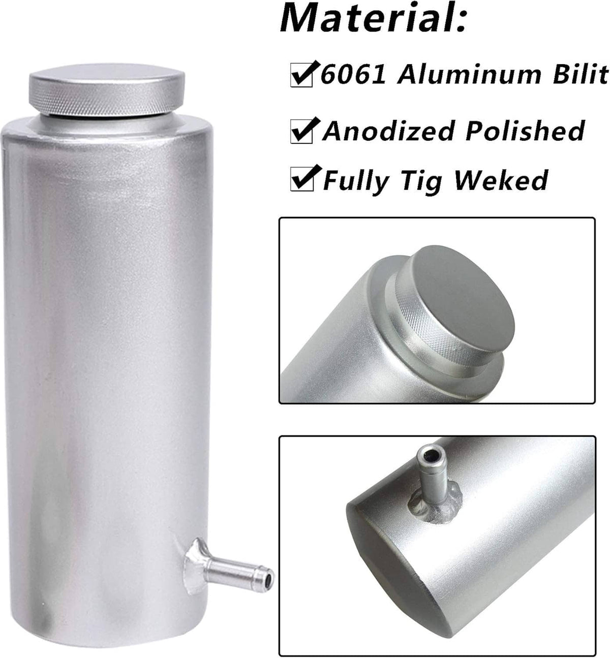 Bethesda Industrial New Universal Radiator Coolant Catch Tank Overflow Reservoir 800ml Aluminum
