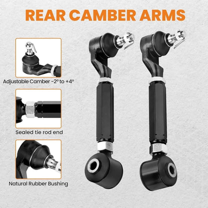 Bethesda Industrial 6pcs Rear Upper + Lower Control Toe Camber Arms for 2003-2007 Honda Accord