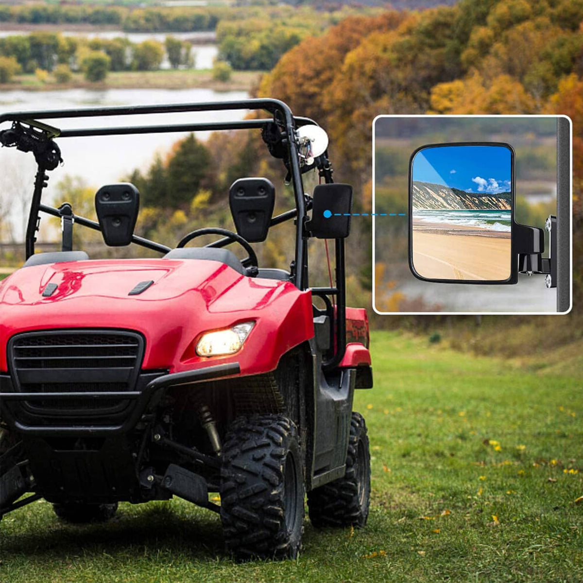 Bethesda Industrial Universal Golf Cart Side Mirrors No Drilling Rear View Mirror for EZGO Club Car
