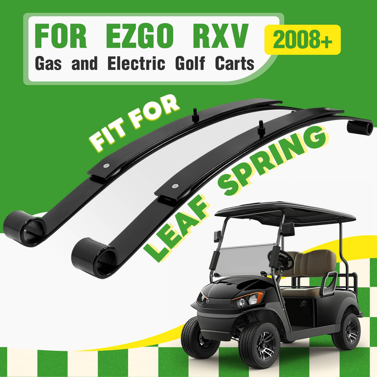 Bethesda Industrial Rear 2 Leaf Spring Kit W/Bushing & Sleeves For Golf Carts EZGO RXV 2008-UP