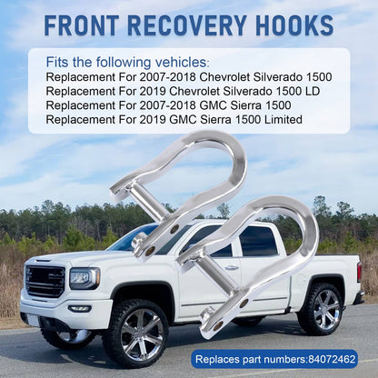 Bethesda Industrial Chrome Tow Hooks Kit For GM Chevrolet Silverado Sierra 1500 2007-2019 84072462