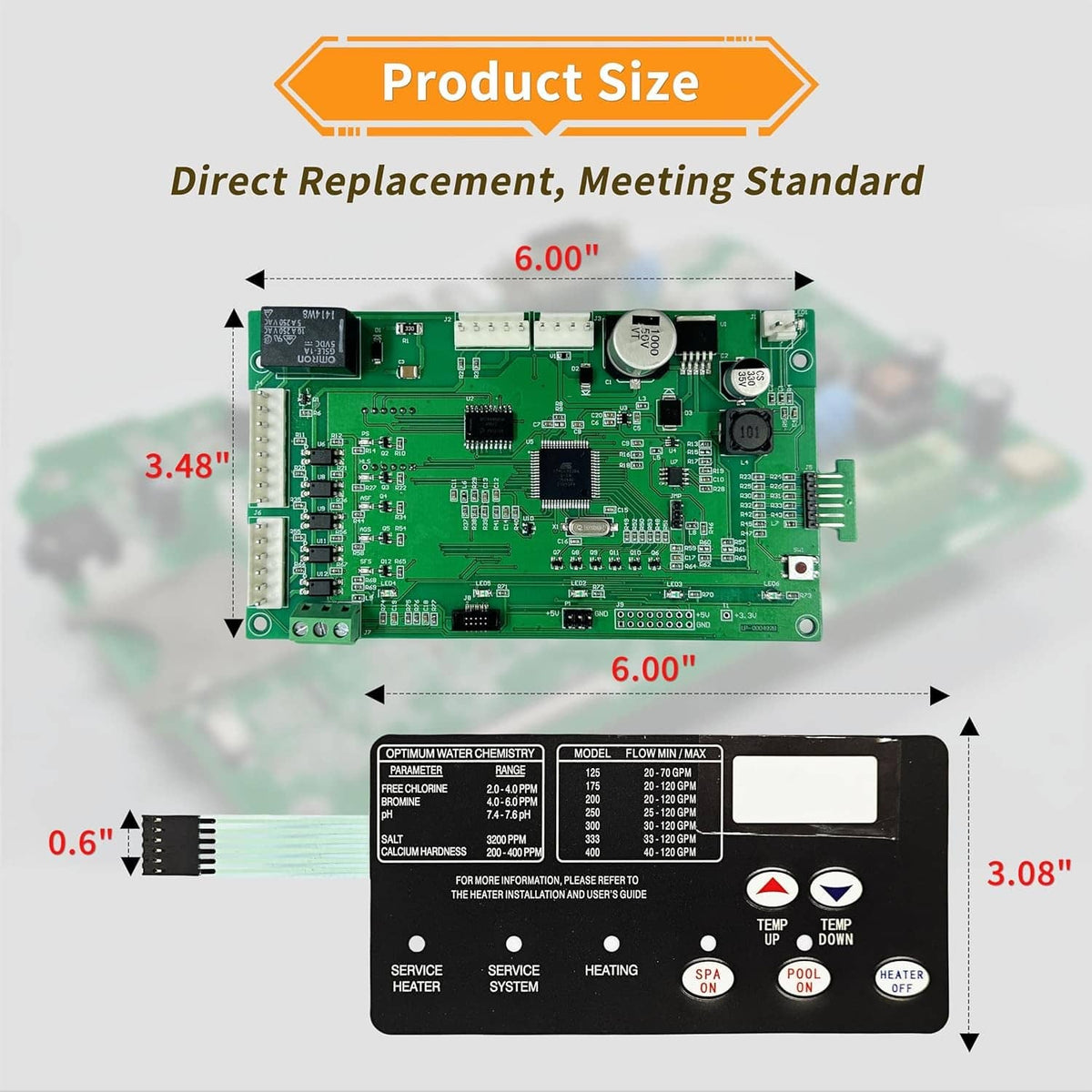 Bethesda Industrial Control Board Kit w/ 472610Z Switch Pad For Pentair Master Temp 400 42002-0007S
