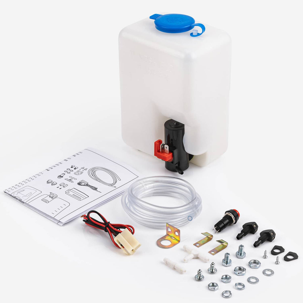 Bethesda Industrial Windshield Washer Bottle Tank Pump Wiper System Reservoir Kit 12V Universal 1.5L