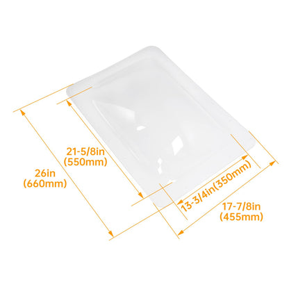 Bethesda Industrial For RV Camper Truck Skylight Cover Outer Dome Bubble Top Roof 18" x 26" Clear