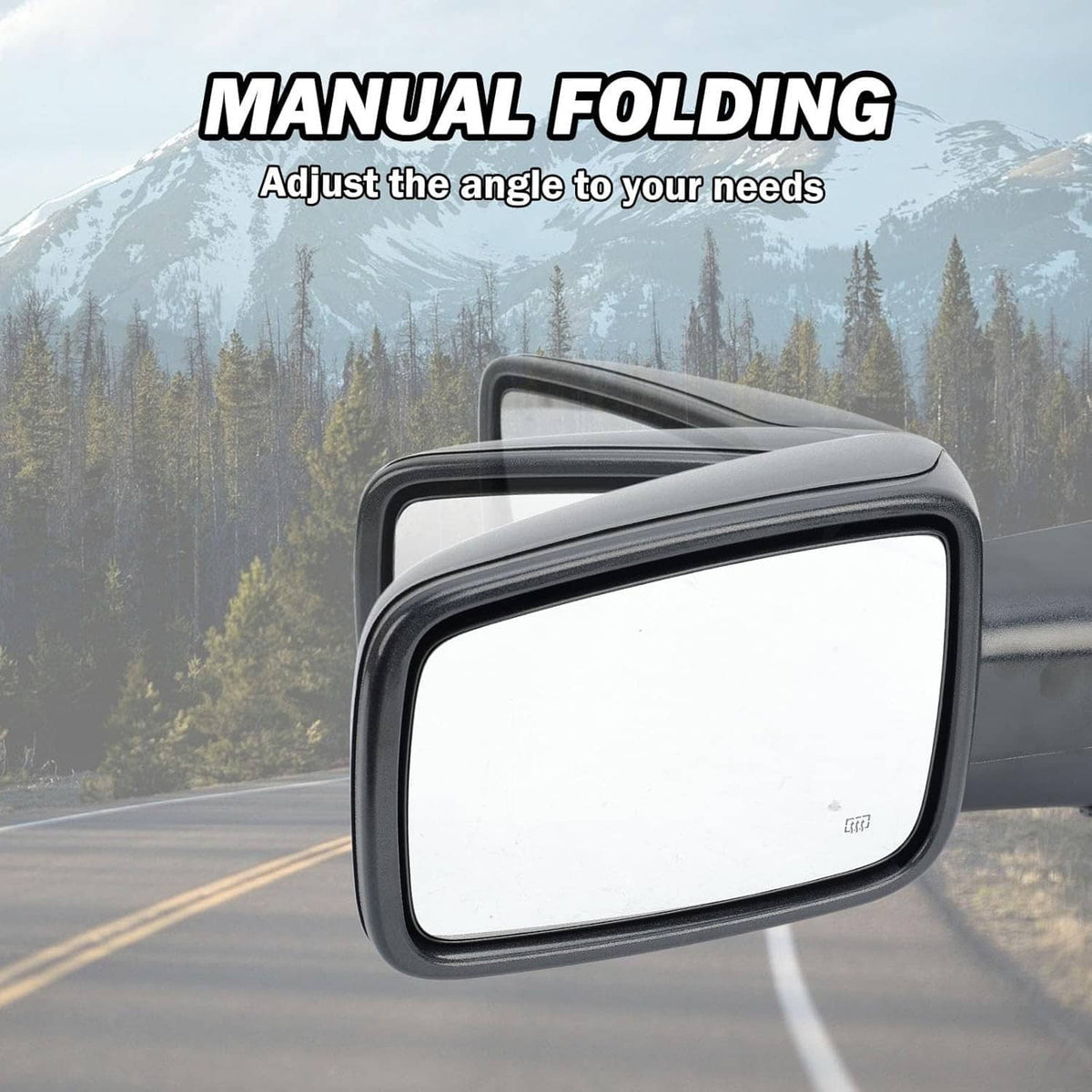 Bethesda Industrial Left / Driver Manual Fold+Heated+Temp Sensor Mirror For 2013-2019 Dodge Ram 1500