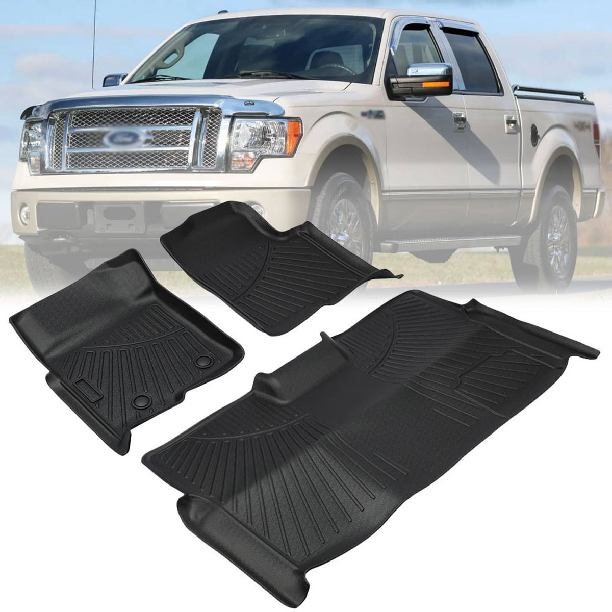 Bethesda Industrial Floor Mat for Ford F-150 SuperCrew/Crew Cab 2010 2011 2012 2013 2014 Bucket Seat