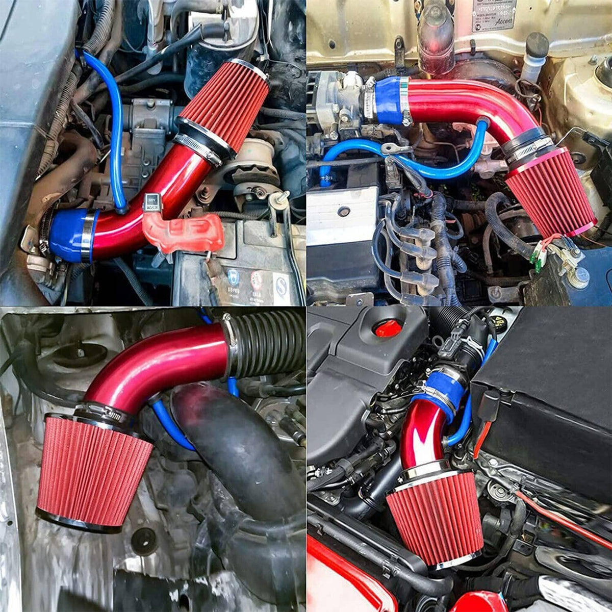 Bethesda Industrial 3" Cold Air Intake Filter Induction Kit Aluminum Pipe Power Flow Hose System