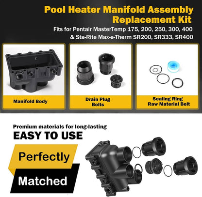 Bethesda Industrial Pool Heater Manifold Assembly Replacement Kit for Pentair MasterTemp 175, 200