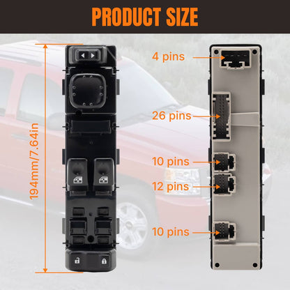 Bethesda Industrial Power Window Switch Front Driver Side For GMC Sierra Chevy Silverado 15883318