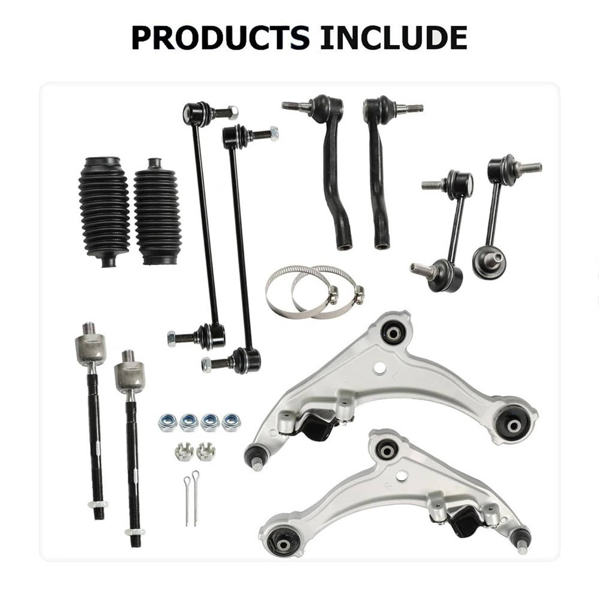 Bethesda Industrial 12Pcs Front Lower Control Arm Tie Rod Sway Bar Kit For 2009-2014 Nissan Maxima