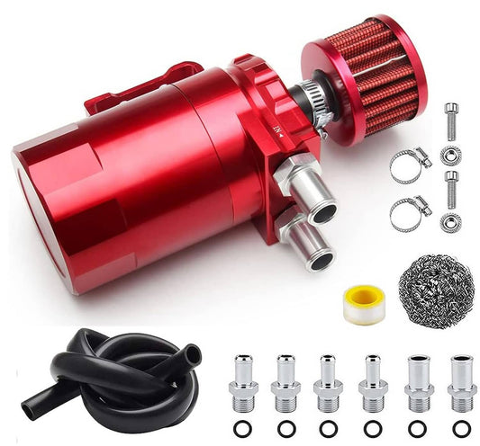 Bethesda Industrial Red New Oil Catch Can Kit Reservoir Baffled Tank with Breather Filter Universal