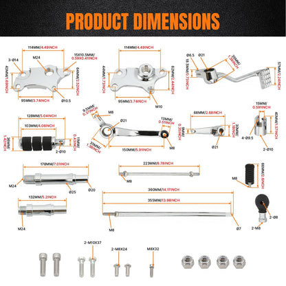 Bethesda Industrial Complete Forward Control Pegs Levers & Linkage For Sportster 883 1200 1991-2003