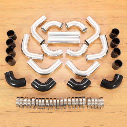 Bethesda Industrial 3" Universal Aluminum Turbo Intercooler Elbow Pipe Kit + Silicone Hose + Clamp