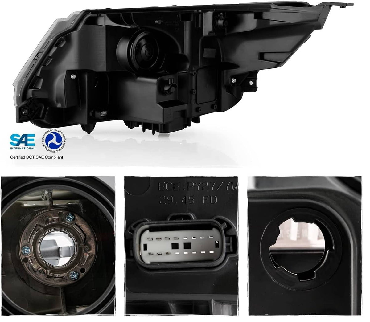 Bethesda Industrial New Right Side Headlights Assembly w/LED DRL For 2016-2019 Ford Explorer Chrome