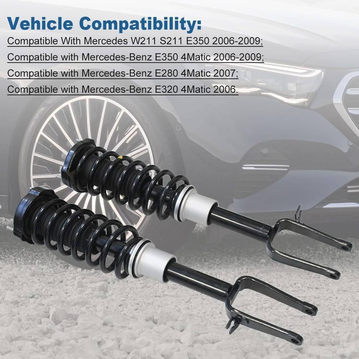 Bethesda Industrial 2Pcs Front Shock Strut Assys For 2006-2009 Mercedes-Benz E350 4Matic Sedan Wagon