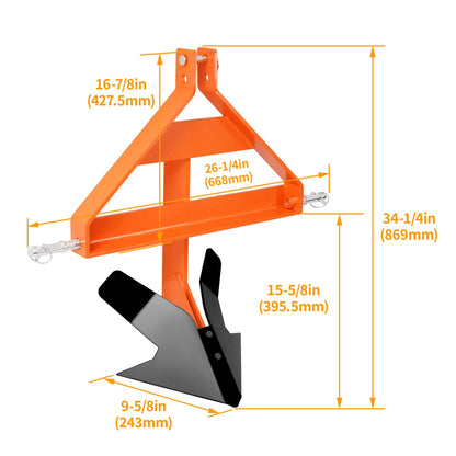 Bethesda Industrial Heavy Duty Steel  3-Point Quick Hitch Middle Buster For Category 1 Tractors