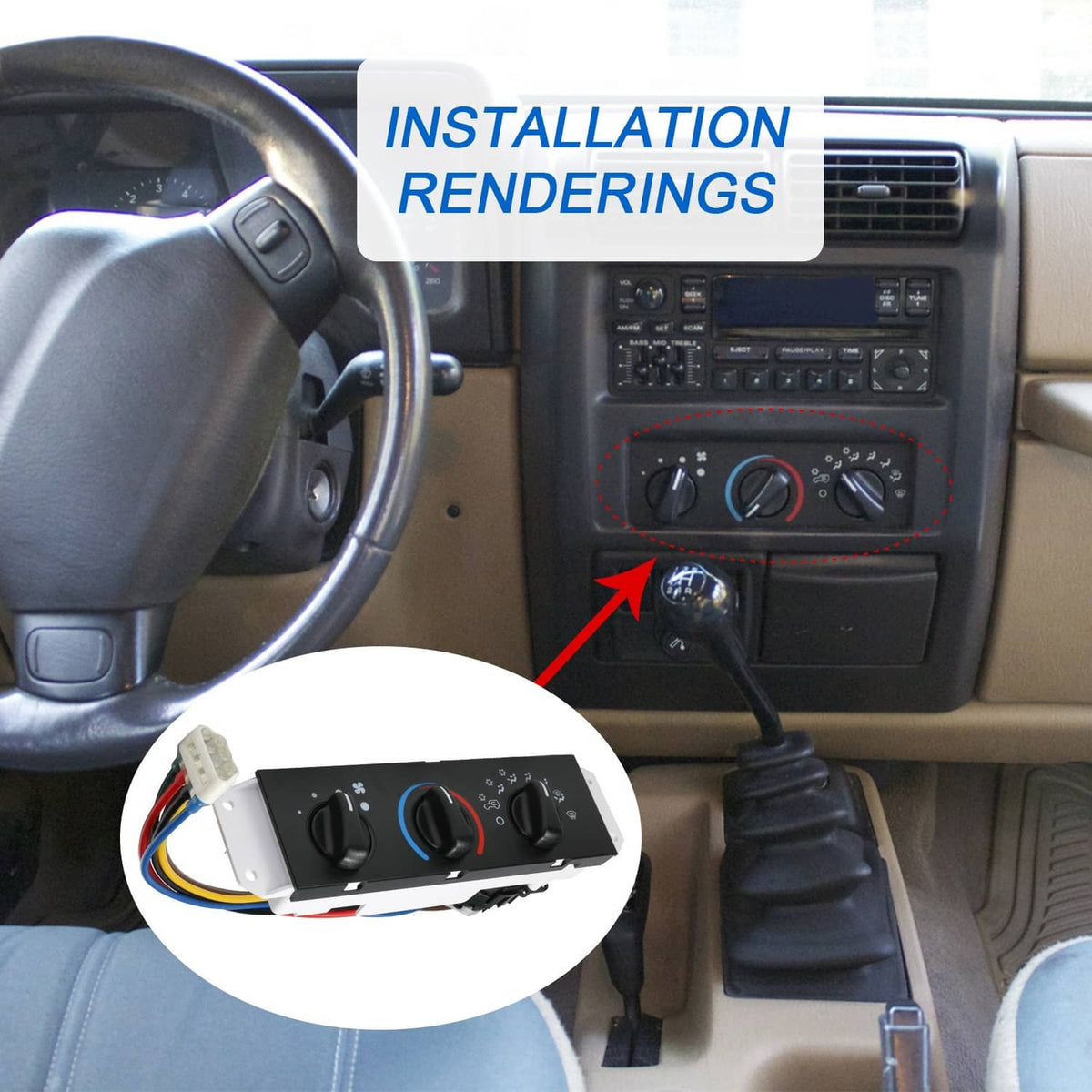 Bethesda Industrial A/C Heater Control Panel Switch For Jeep Wrangler TJ 1999-2004 Blower 55037473AB