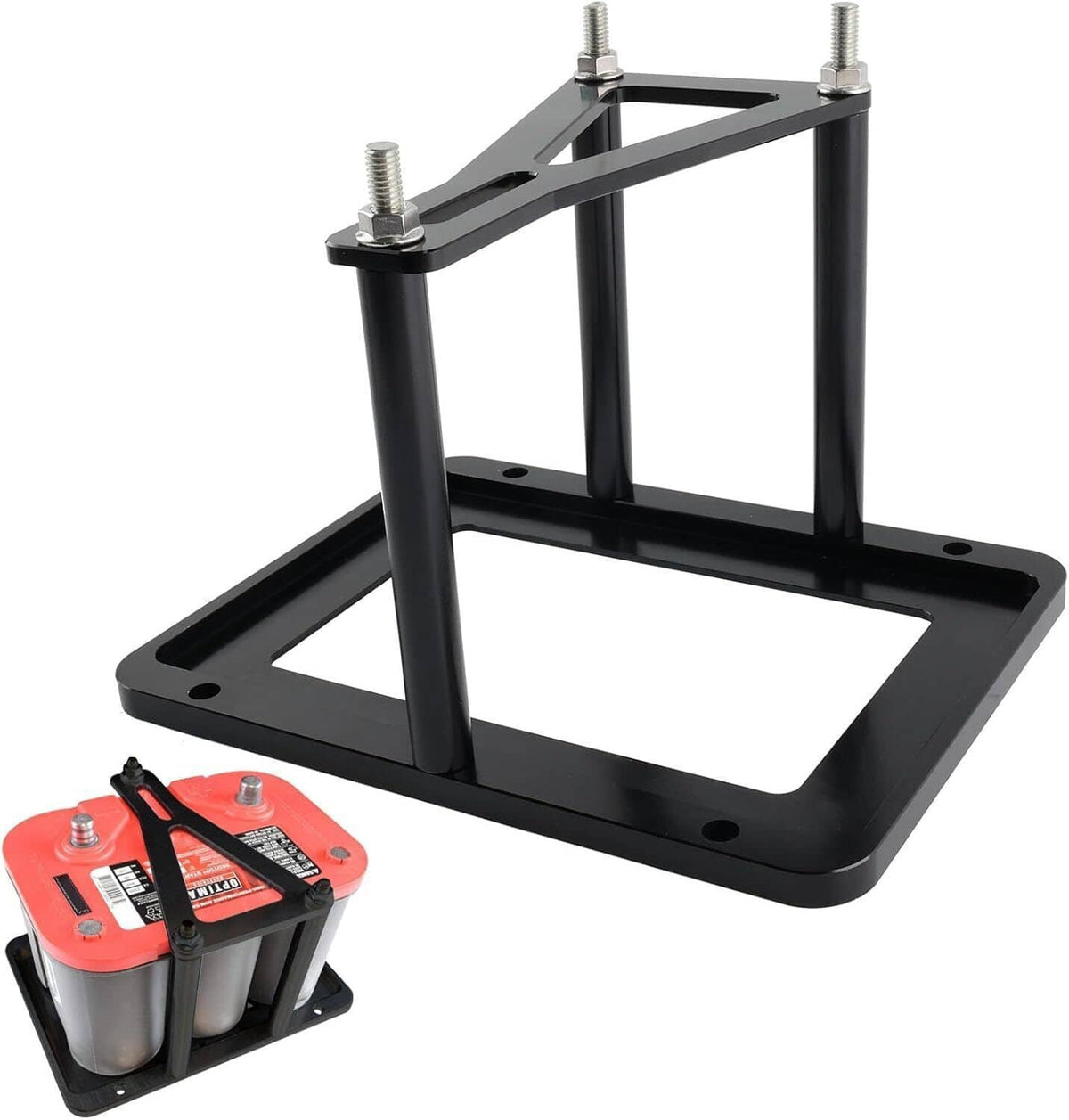 Bethesda Industrial Billet Aluminum Black Battery Tray Hold Down Trunk Relocation Box Racing Mount