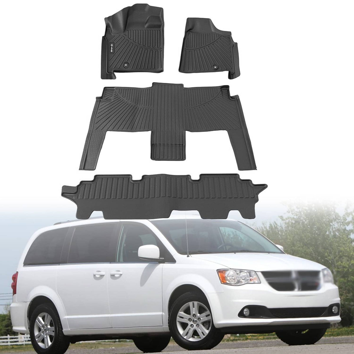 Bethesda Industrial Front & Rear Floor Mats 3 Row Liners For 2008-2016 Chrysler Town and Country