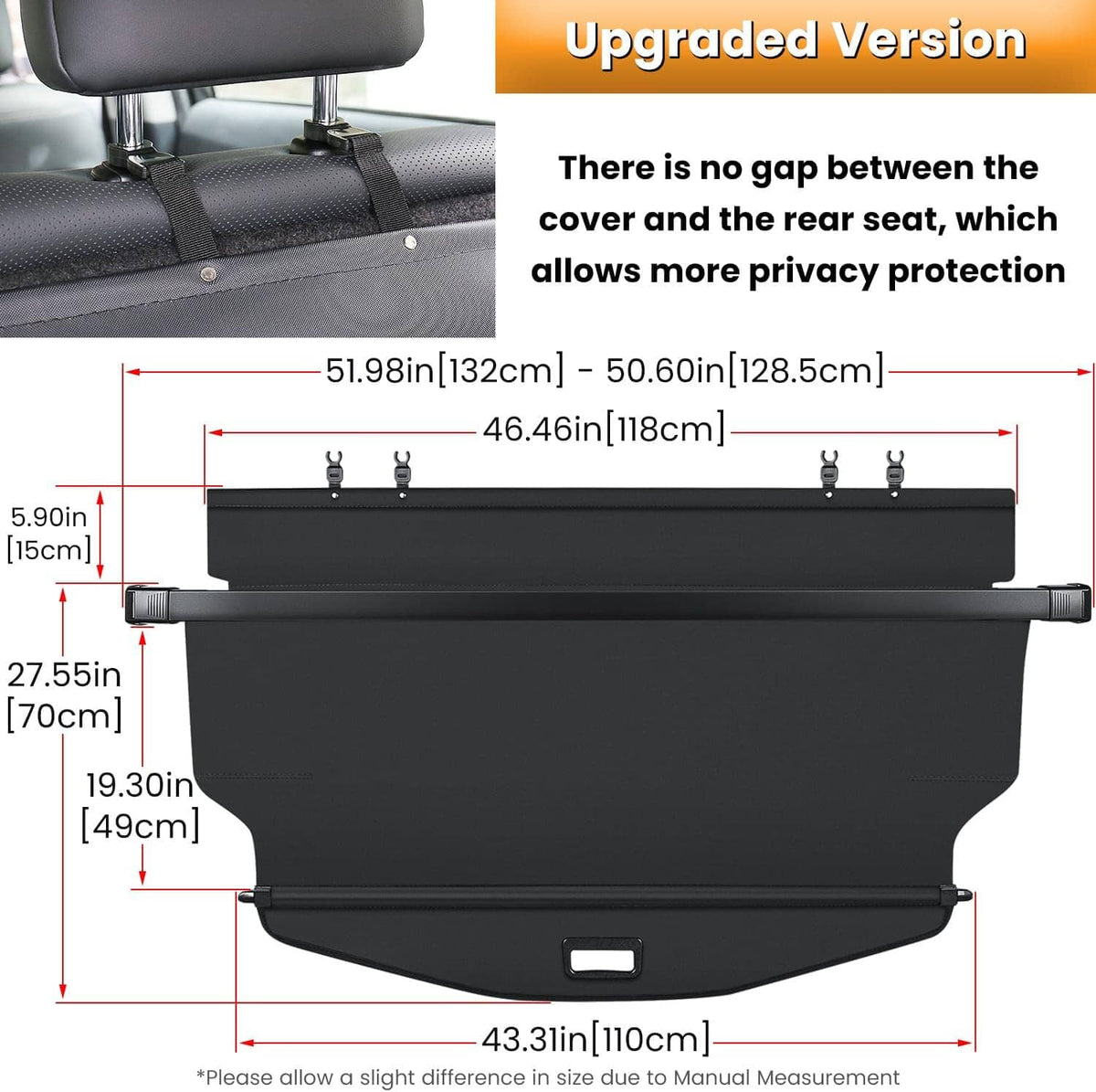 Bethesda Industrial Trunk Cargo Cover for Chevy Chevrolet Equinox GMC Terrain 18-25 Retractable Rear